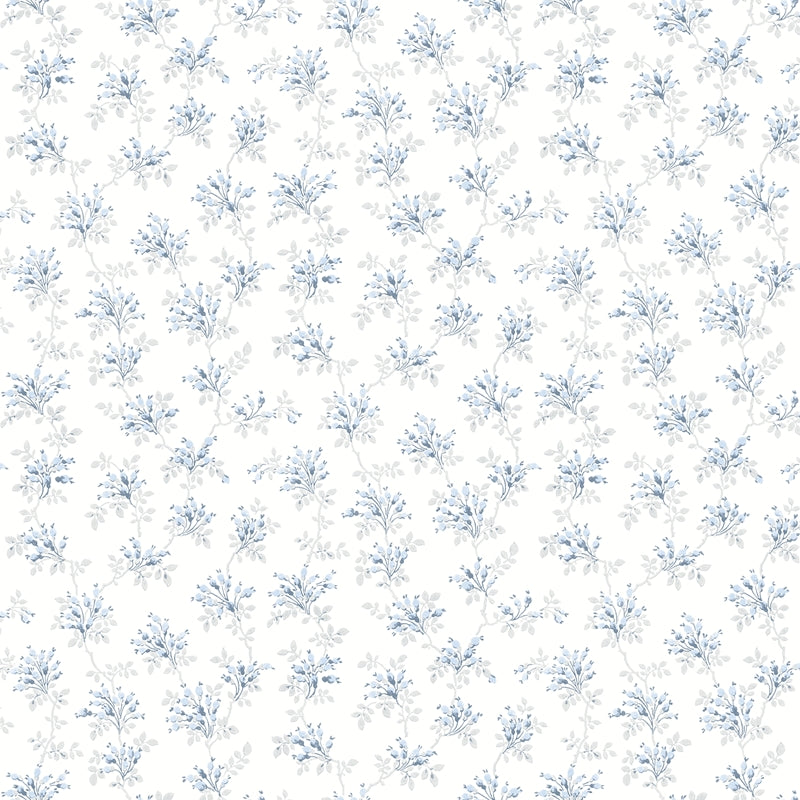 Sample 4072-70039 Delphine, Sofiane Blue Botanical Trail Wallpaper by Chesapeake