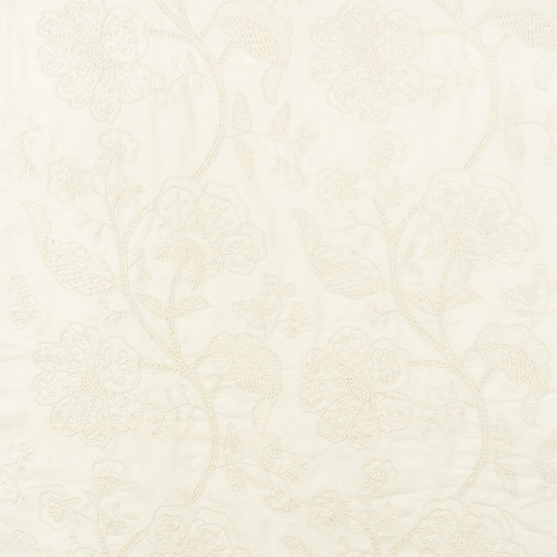Purchase sample of 70811 Full Bloom Embroidery, Cream by Schumacher Fabric