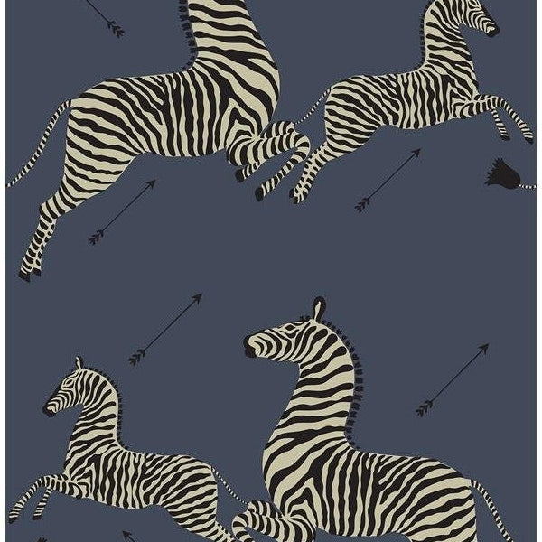 Select SCS3870 Scalamandre Denim Zebra Safari Scalamandre Self Adhesive Wallpaper Denim by NuWallpaper