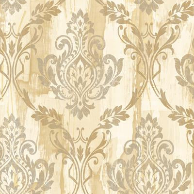 Order LW40003 Living With Art Browns Damask by Seabrook Wallpaper
