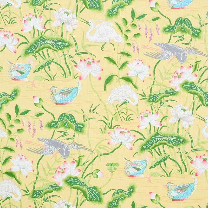 Purchase sample of 179040 Lotus Garden, Yellow by Schumacher Fabric