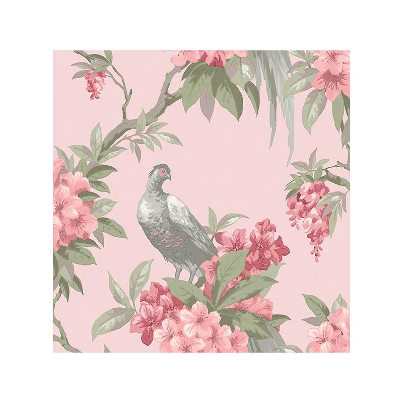 Sample M1665 Archive Collection, Golden Pheasant Pink Floral Wallpaper by Brewster