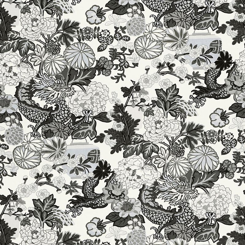 Purchase sample of 173276 Chiang Mai Dragon, Smoke by Schumacher Fabric