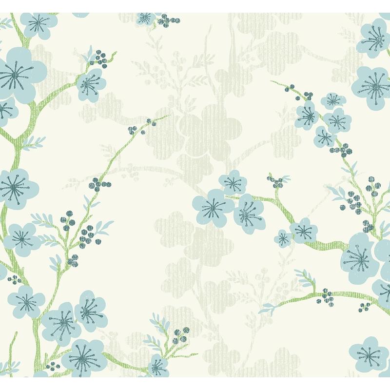 Sample 2973-90107 Daylight, Nicolette Light Blue Floral Trail by A-Street Prints Wallpaper
