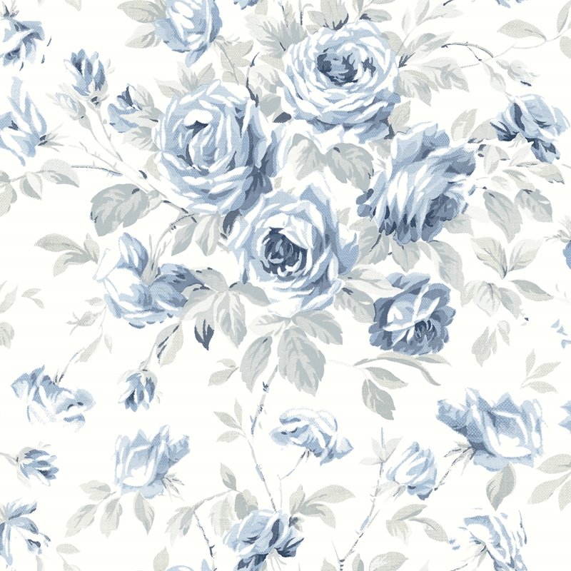 Purchase 4072-70025 Delphine Manon Blue Rose Stitch Wallpaper Blue by Chesapeake Wallpaper