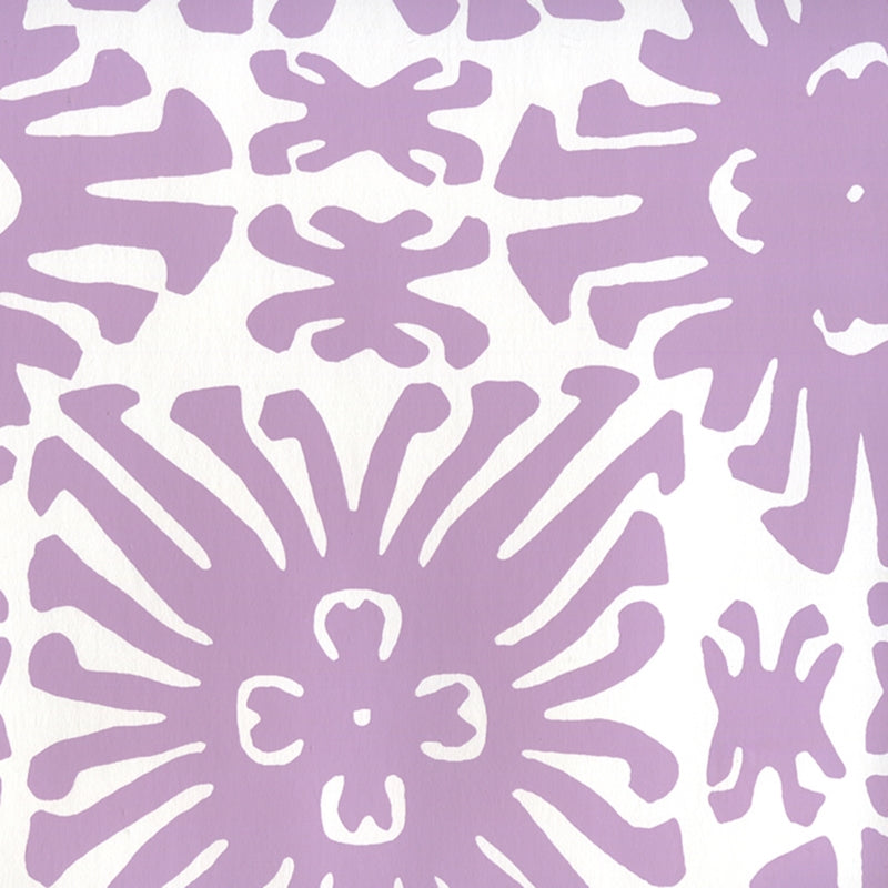 Sample 2475WP-05 Sigourney Small Scale, Lavender on White by Quadrille Wallpaper