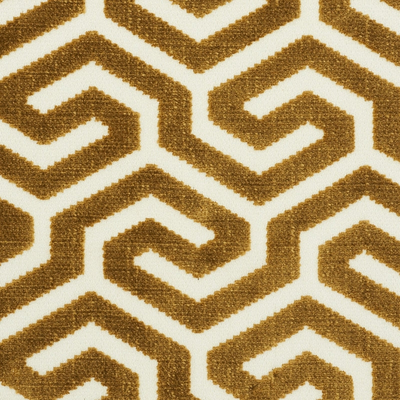 Purchase sample of 73102 Ming Fret Velvet, Bronze by Schumacher Fabric
