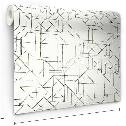 Select Psw1050Rl Line Art Geometrics Black Peel And Stick Wallpaper