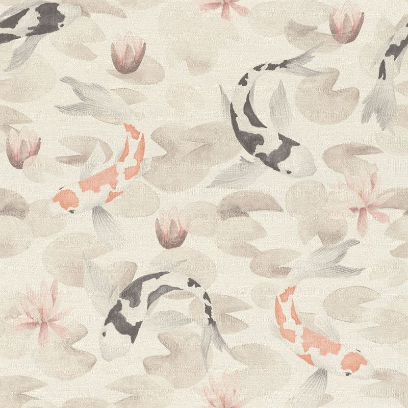 Purchase 4035-409420 Windsong Nobu Beige Koi Fish Wallpaper Neutral by Advantage