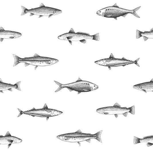 View DD138967 Design Department Fiyero Off-White Fish Wallpaper Off-White Brewster