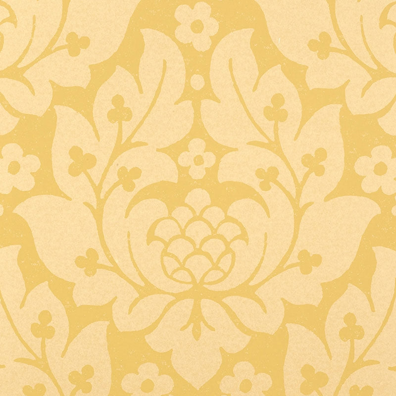 Shop 5003671 Fiore Damask Buttercup Schumacher Wallpaper