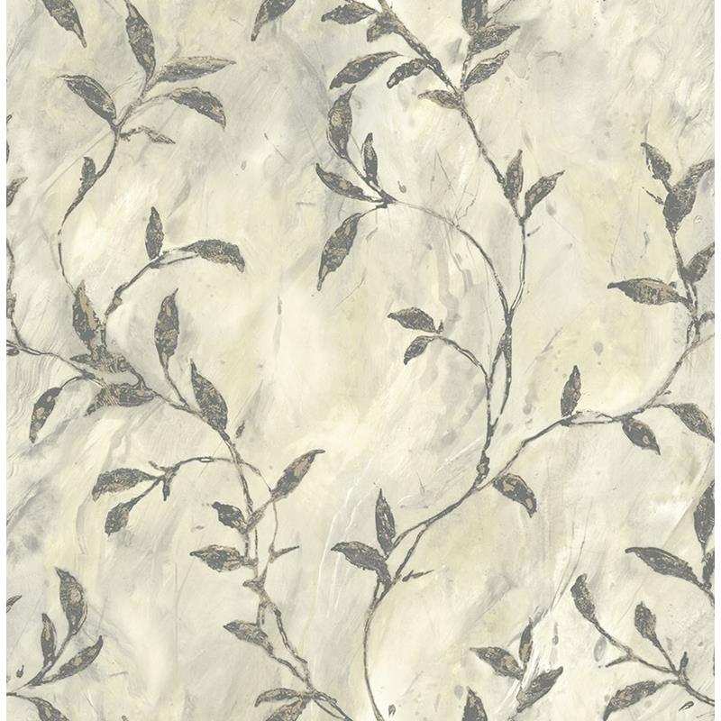 Buy MW31205 Metalworks Gray Leaves by Seabrook Wallpaper