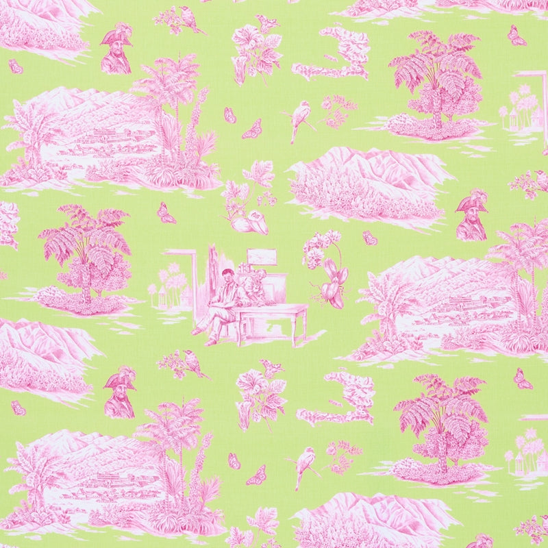 Purchase sample of 180271 Toussaint Toile, Pink and Green by Schumacher Fabric