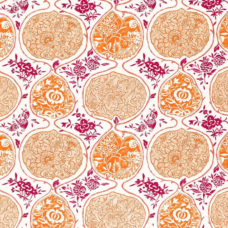 Purchase sample of 2620936 Katsugi Tangerine  Berry by Schumacher Fabric