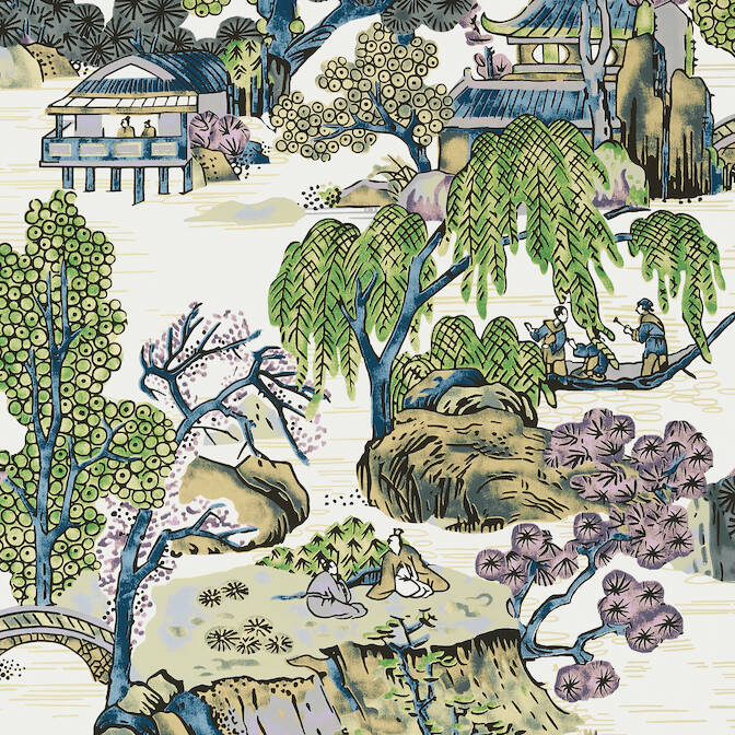 Purchase a sample of T75459 Asian Scenic, Dynasty Thibaut Wallpaper