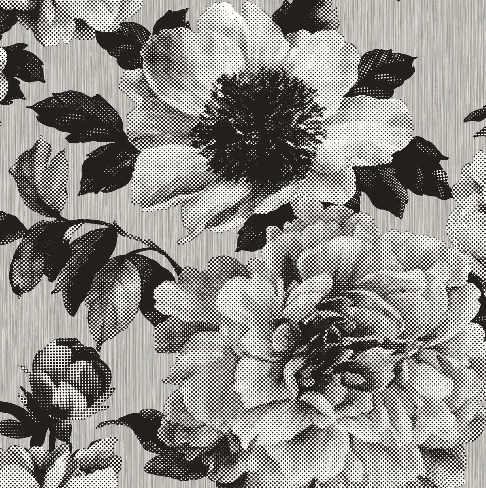 UK11100 | Halftone Floral, Grey - Etten Gallerie Wallpaper