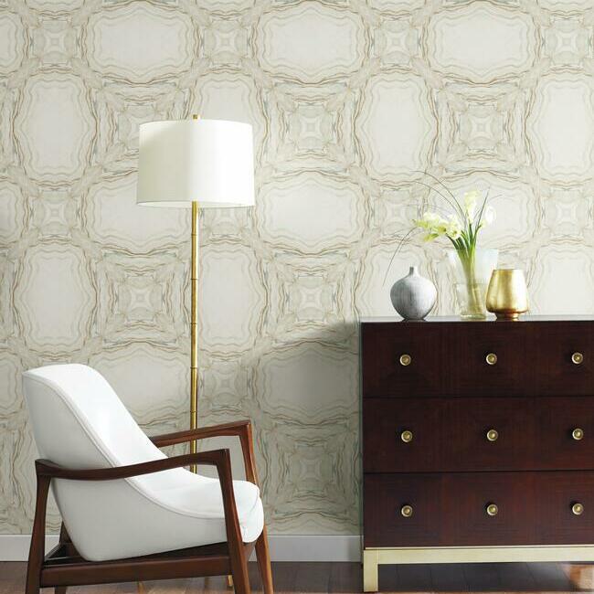 Select Y6230603 Natural Opalescence Stone Kaleidoscope Cream Metallic Antonina Vella Wallpaper