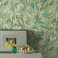 Save Y6230705 Natural Opalescence Rainforest Leaves Teal Tropical Antonina Vella Wallpaper