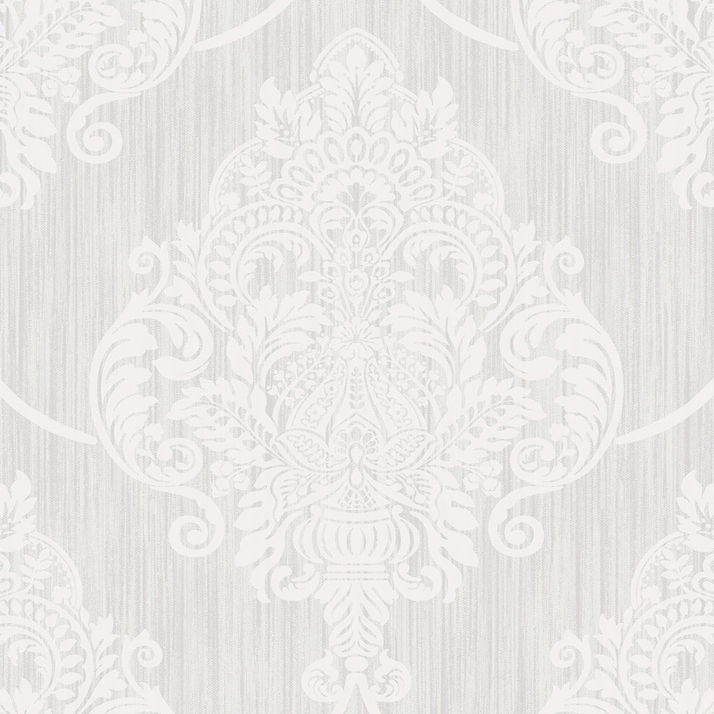AW70800 | Puff Damask, Grey - Seabrook Designs Wallpaper