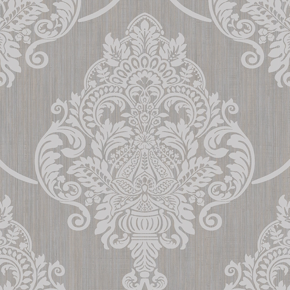 AW70808 | Puff Damask, Grey - Seabrook Designs Wallpaper