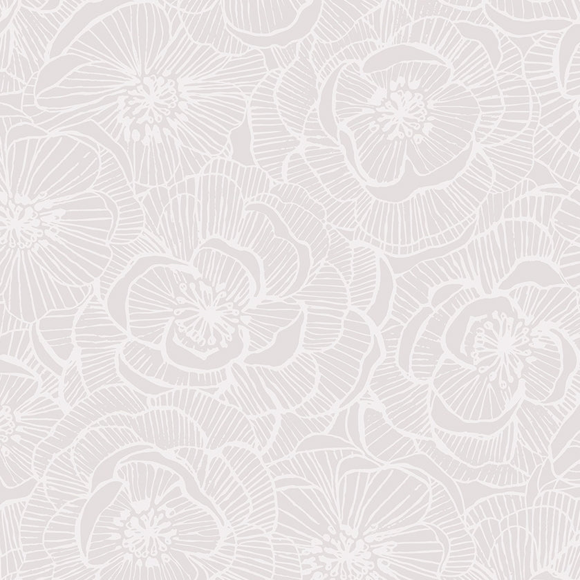 AW71001 | Graphic Floral, Off-White - Seabrook Designs Wallpaper