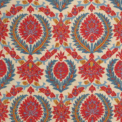 Buy BR-700018-147 Zenobia Linen Print Pompeian Red/Blue Damask by Brunschwig & Fils Fabric