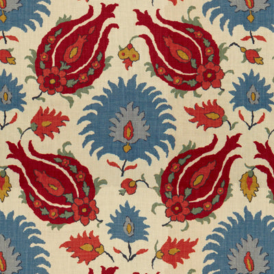 Purchase BR-700020-176 Kashmiri Linen Print Pomegranate/Blue Ethnic by Brunschwig & Fils Fabric