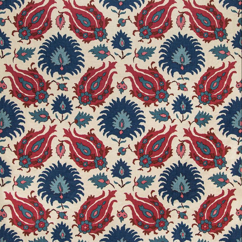 Find BR-700020-5019 Kashmiri Linen Print Navy/Berry Ethnic by Brunschwig & Fils Fabric