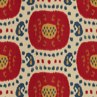 View BR-71110-147 Samarkand Cotton And Linen Print Pompeian Red/Oxford Blue Ikat by Brunschwig & Fils Fabric