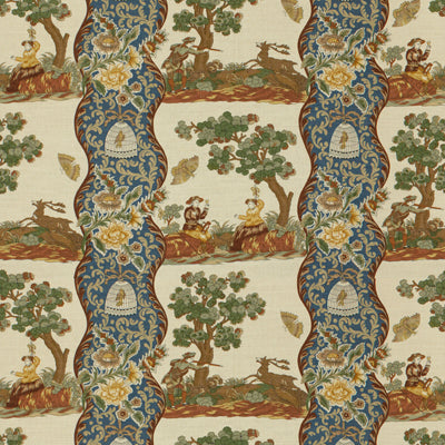 Shop BR-71557-222 Plougastel Linen & Cotton Print Blue Modern Chinoiserie by Brunschwig & Fils Fabric