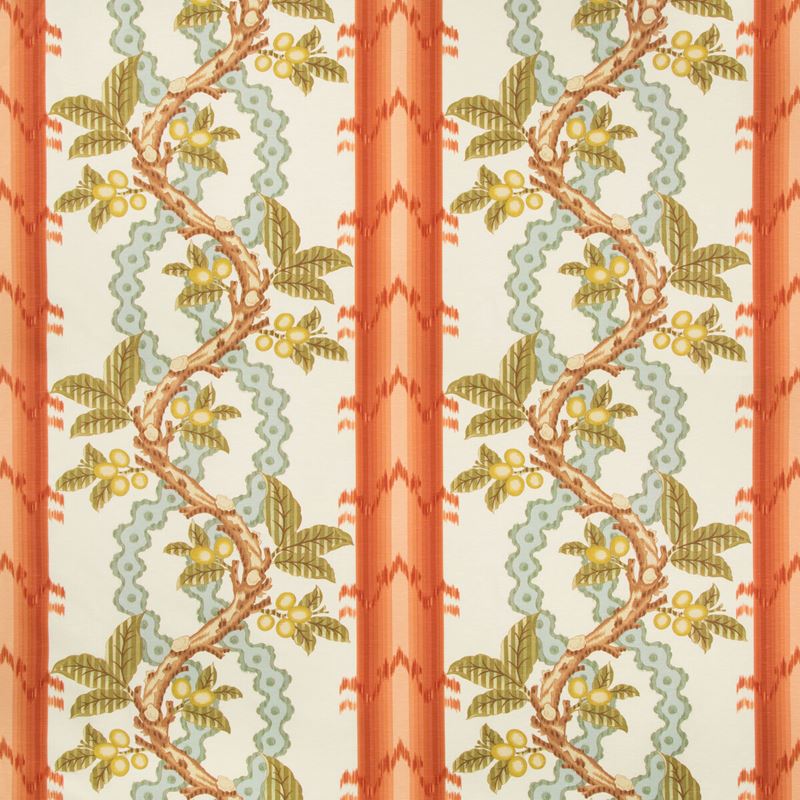Looking BR-79510-123 Josselin Cotton And Linen Print Spice/Celadon Botanical by Brunschwig & Fils Fabric