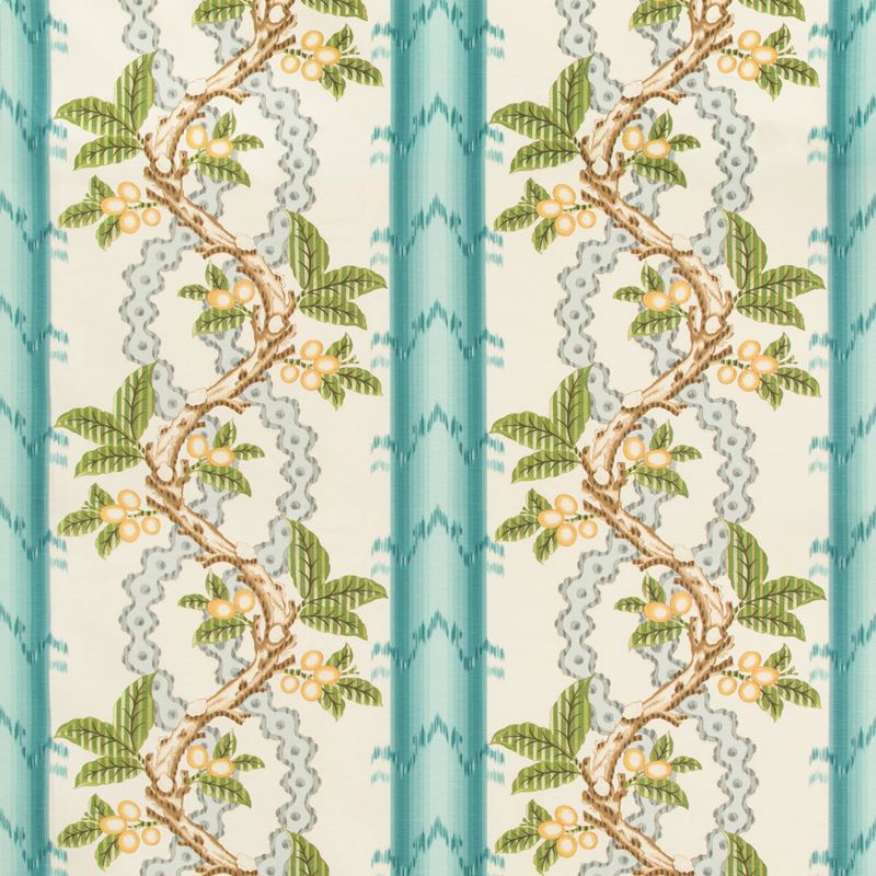 View BR-79510-13 Josselin Cotton And Linen Print Aqua/Mist Botanical by Brunschwig & Fils Fabric