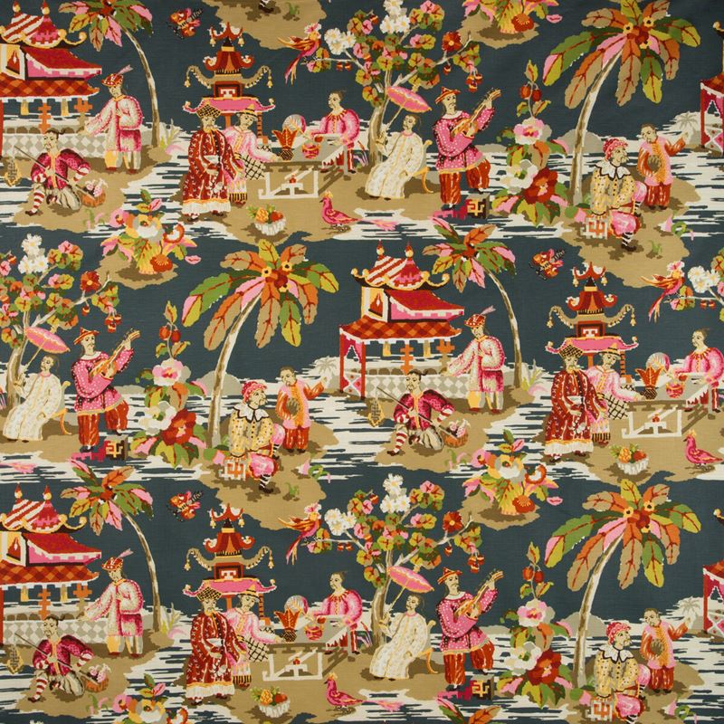 Search BR-79601-117 Xian Linen & Cotton Print Grey/Pink Modern Chinoiserie by Brunschwig & Fils Fabric