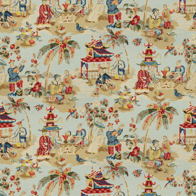 View BR-79601-207 Xian Linen & Cotton Print Sky Modern Chinoiserie by Brunschwig & Fils Fabric
