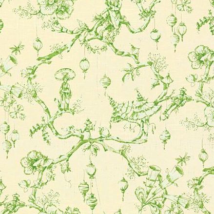 Purchase BR-79704-3 Festival Of Lanterns Linen Print Green Modern Chinoiserie by Brunschwig & Fils Fabric