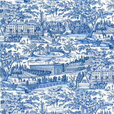 Buy BR-79744-222 Zarafa Cotton Print Blue Toile by Brunschwig & Fils Fabric