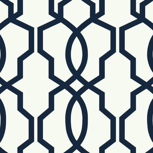Order GM7521 Geometric Resource Library Hourglass Trellis Navy York Wallpaper
