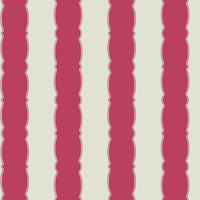 GR6011 | Grandmillennial, Scalloped Stripe Red York Wallpaper