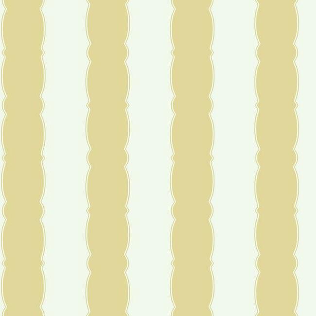 GR6016 | Grandmillennial, Scalloped Stripe Yellow York Wallpaper