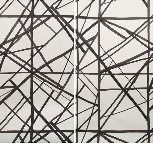 GWP-3417.816 Channels Paper Ebony/Ivry by Groundworks
