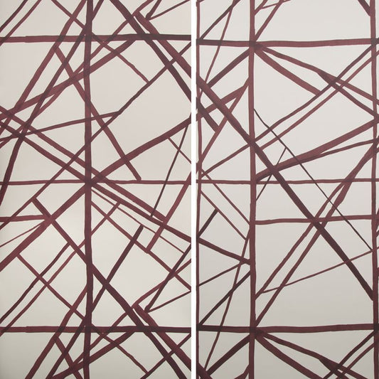 GWP-3417.911 Channels Paper Plum/Oatmeal by Groundworks