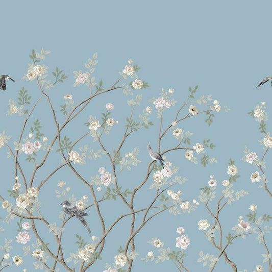 Acquire MU0314M Mural Resource Library Lingering Garden Mural Light Blue York Wallpaper