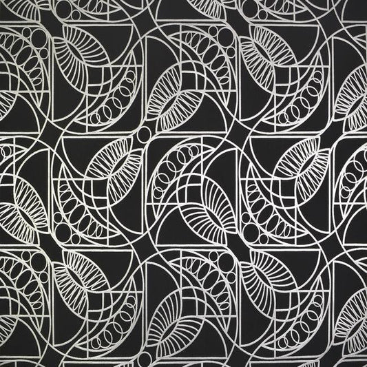 Shop NW3528 Modern Metals Cartouche color Black Metallic by Antonina Vella Wallpaper