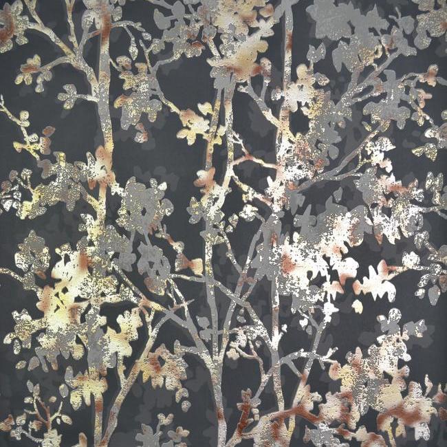 Save NW3580 Modern Metals Shimmering Foliage color Black Botanical/Foliage by Antonina Vella Wallpaper