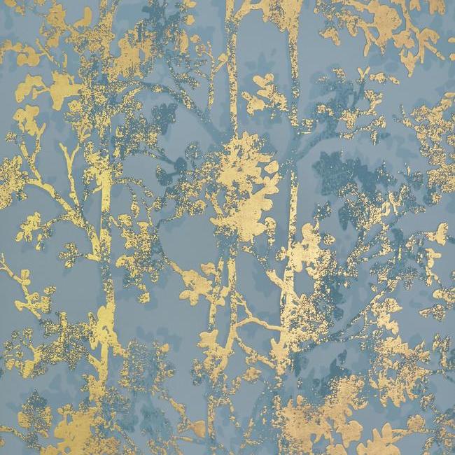 Purchase NW3581 Modern Metals Shimmering Foliage color Blue Botanical/Foliage by Antonina Vella Wallpaper