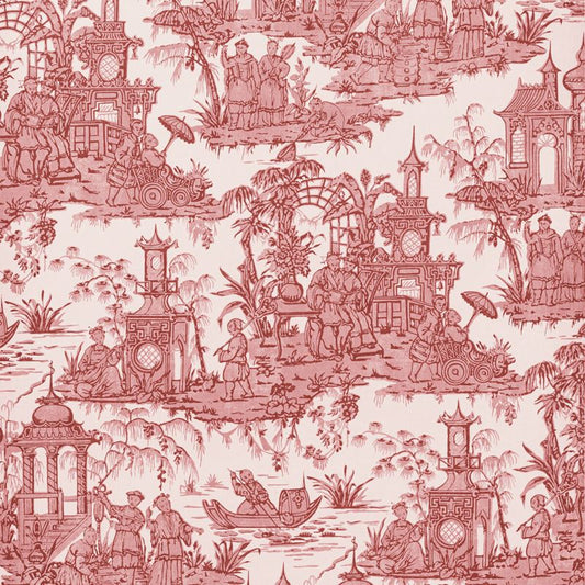 P2020110 19 Pagoda Toile Paper Garnet By Lee Jofa