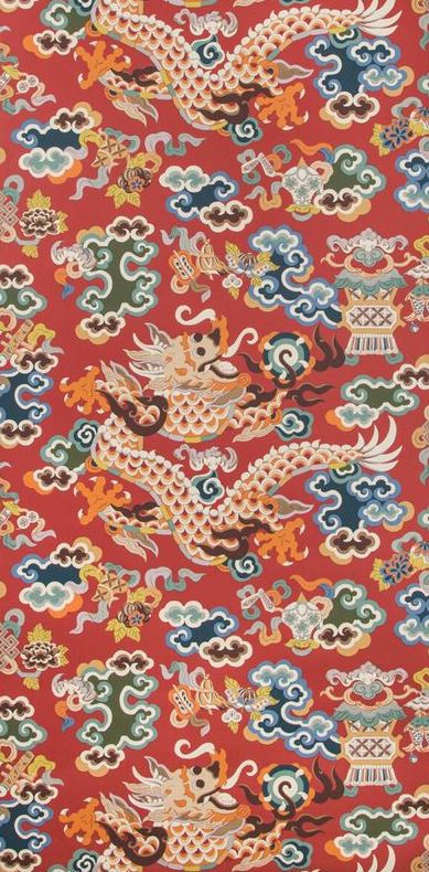 View P80191131950 Ming Dragon Multi Color Chinoiserie Brunschwig Fils Wallpaper