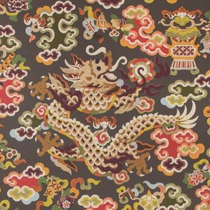 View P8019113.219.0 Ming Dragon Multi Color Chinoiserie by Brunschwig & Fils Wallpaper