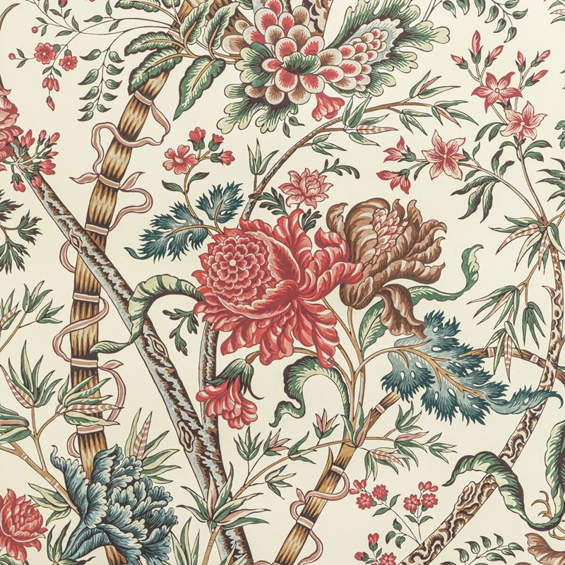 Acquire P8022100.1913 Luberon Red/Teal Botanical & Floral by Brunschwig & Fils Wallpaper