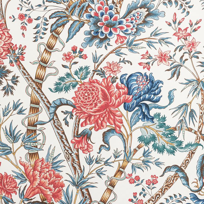 Save P8022100.195 Luberon Red/Blue Botanical & Floral by Brunschwig & Fils Wallpaper